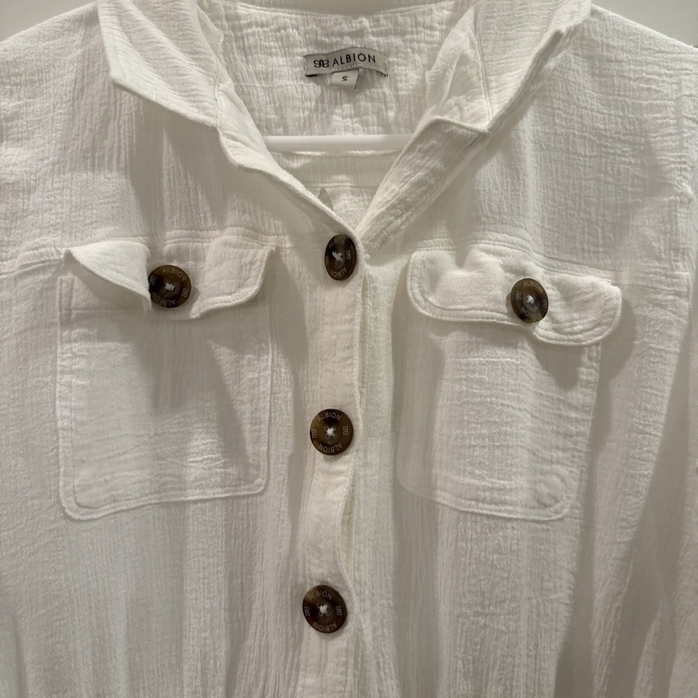 Albion Light Summer Gauze Fabric Jumpsuit With Wooden Buttons Size Small - Picture 4 of 13